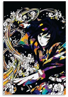EKoKim Anime-Poster Demon Slayer Giyu Tomioka Poster, dekoratives Gemälde, Leinwand, Wandposter und Kunstdruck, modernes Familienschlafzimmer-Dekor-Poster, 20 x 30 cm
