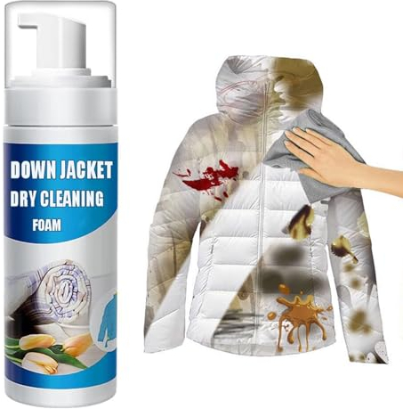 Agente de Limpieza en Seco, 200ml Espuma Seca para Ropa, Spray Limpiador de Chaqueta de Plumón, Quitamanchas para Todo Tipo de Tejidos