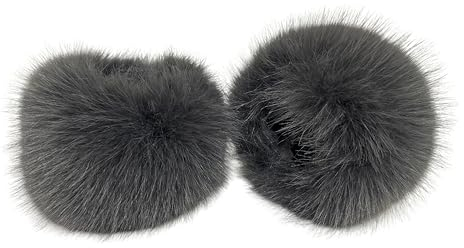 Lina & Lily Damen Winter Armstulpen Manschetten Pulswärmer Kunstfell (Dunkelgrau)