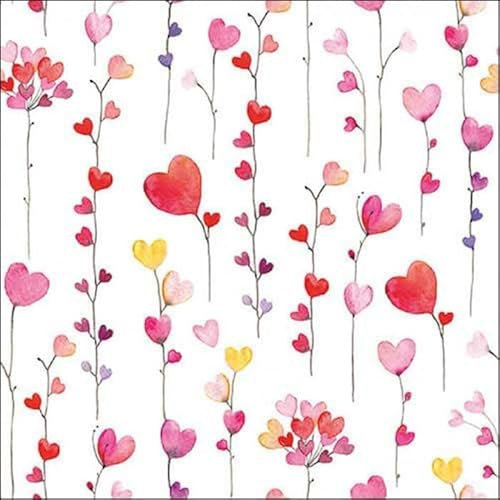 Hochzeitsservietten (60, Hearts all over)