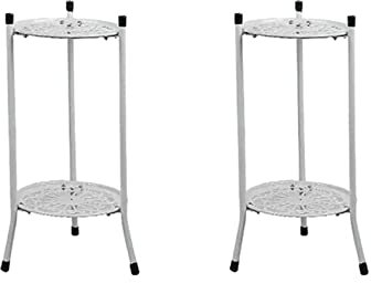 Bcowtte 2 soportes elegantes de metal para plantas, maceta, soporte para plantas, soporte para plantas altas para interior y exterior, decoración A