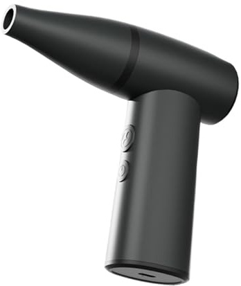 Milageto Haartrockner, Staubgebläse, kompakt, bürstenlos, 4 Geschwindigkeiten, Einstellbarer Krafttrockner für Autotastaturen, Computerlüfter, GRAU