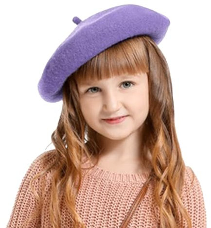 Winmany Baskenmütze für Kleinkinder Mädchen einfarbig französische Beanie-Mütze Herbst Winter Wolle Künstlermütze
