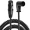 CERRXIAN XLR Microphone Coiled Cable, Right Angle Male XLR to Straight Female XLR Plug Cable, Balanced XLR Cable 8 Feet, Oxygen-Free Copper Mic Cables, XLR Speaker Cables - Black (L)