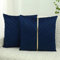 XIEJINJIA 2er Set Samt Kissenbezug mit Gold Leder Kissenhülle Sofakissen Dekorative Dekokissen Zierkissenbezüge für Couch Schlafsofa Wohnzimmer Schlafzimmer 45 x 45 cm Dunkelblau