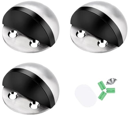 Lot de 3 butoirs de porte - Pour montage au sol - Butée de porte de grange - Butée de porte - Butée de porte - Pour le bas de la porte - En caoutchouc noir - Pas de perçage