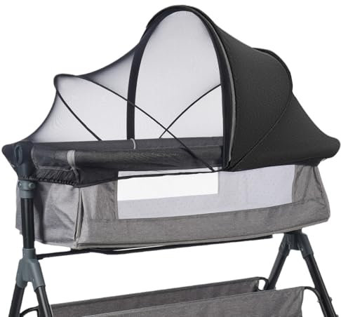 JUMUAO Universal Moskitonetz Babybett,Mückennetz für Kinderbett,Baby Insektenschutz mit Reißverschluss,Dauerhaft Fliegennetz für Babybetten,Stubenwagen oder und Laufstall,110×55cm (Schwarz-A)