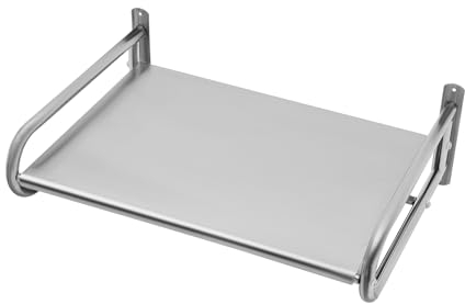 Qussse Mikrowellenhalterung, Mikrowellenhalter Wandmontierte Mikrowelle Regal mit 6 Hakens Maximale Belastung 30kg, für Küche Balkon Bad, 48 x 38 x 2 cm