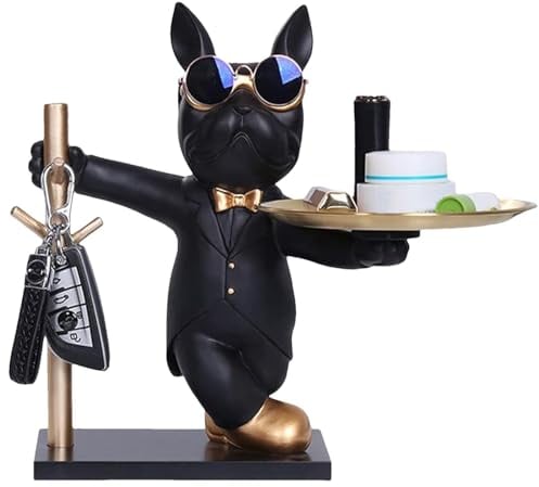 Tuxxjzm Französische Bulldogge Tablett Deko Französische Bulldogge Schlüsselschale Schlüssel Aufbewahrungs Coole Französische Bulldogge Figur Mit Tablett Hund Dekofigur Aufbewahrungs Tablett Statue