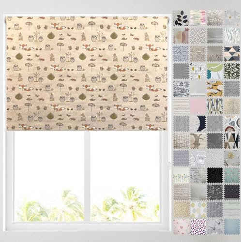 Barnes Blinds - Blackout Pattern Roller Blinds for Windows, Custom Cut to Size - Thermal Fabric Durable Fittings Easy Fit (Fox Nature Trail 61cm)