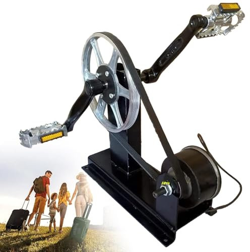 Qiang Fußpedalgenerator,Manueller Notstromgenerator Mit Pedalantrieb, Hochleistungs-Fitnessgenerator 100 W,Mit Gleichstrom 12 V Schnittstelle,Autoladegerät 5-V-Ausgang,A