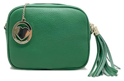 Tracollina Borsa Donna in Pelle Italiana Trama Dollaro Borsetta a Spalla (Verde Mela)