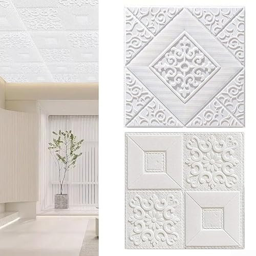 Lot de 30 murs en mousse imperméable 3D avec isolation phonique pour salon, chambre à coucher, cuisine et aires de jeux (blanc 1)
