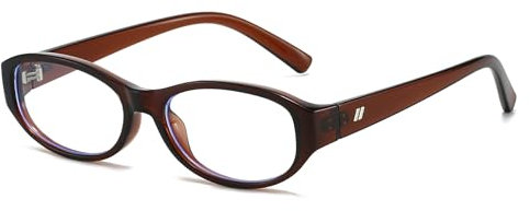 LJCZKA Ovale Blaulichtfilter Brille Damen Herren, Kleine Katzenauge Computerbrille Ohne Stärke Cateye Brille Anti-Müdigkeit für Handy, PC und TV (Braun)