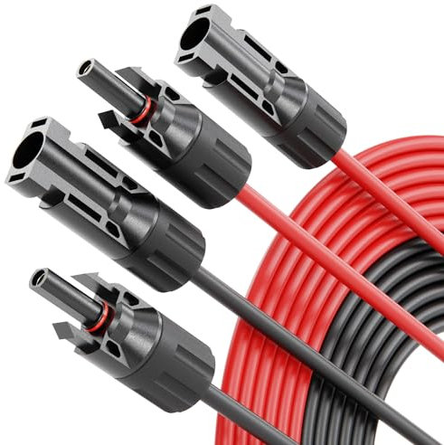 ABSINA 2X Cable Solar 6mm2 10m H1Z2Z2-K Negro & Rojo - 6mm Solar Cable 10m Resistente a los Rayos UV - Placas solares