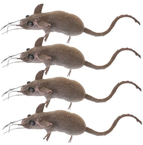 BRIGHTFUFU 4pcs Clay Wire Simulated Mouse Models Decor Artificial Mice Statues for Car Garden Random Color