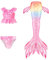 Badeanzug Mädchen, Bikini Sets Meerjungfrauenflosse Bademode-Set Flossen Kinder Meerjungfrau Kostüm Mädchen, Schnell Trockener, Schwimmanzug Mit Verstellbaren Schultergurten Schwimmunterricht
