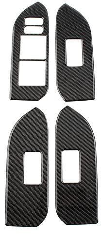 GZYF Kohlefaser 4-teiliges Aufkleber-Set für Fensterheber-Bedienfeld, Tür-/Fensterverriegelungsschalter, Verkleidung, Innenausstattung Für Land Cruiser Prado 2010-2018, LHD