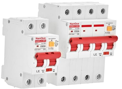 ZXTIIEUF Lot de 5 Mini disjoncteurs différentiels, ...(20a,4P 380V-400V)