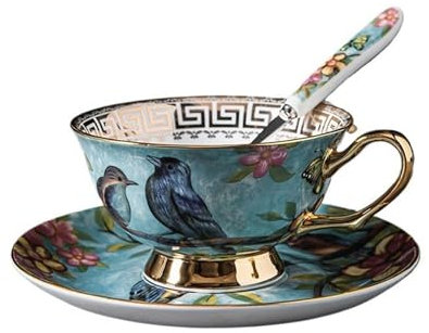 Shihan-2015 Tassen Kaffeetassen Hochfarbiges Tassen- und Untertassen-Set aus Keramik, Exquisite Retro-Britische Teetasse, Teeservice, Europäische Kaffeetassen Bechersets