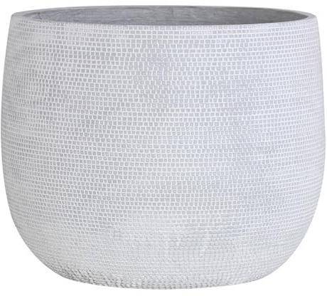 Olly & Rose Extra großer Pflanzentopf mit Muster – Barcelona Off-White Blumentopf – XL Blumentopf – 40 cm