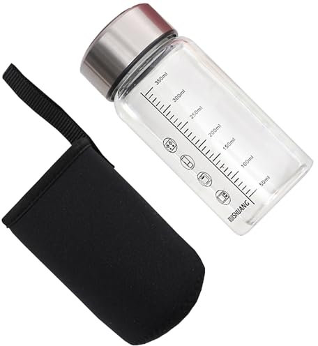 XuQiZZpp Botella de vidrio portátil apta para microondas, capacidad de 350 ml, resistente a la temperatura, construcción para bebidas frías y calientes
