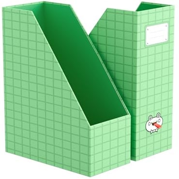 JiaWei Lot de 2 Porte revues, robuste fond, en carton extra robuste de 2150 g/m², 10,5 cm de large, porte-revues A4, pour la maison, le bureau et l'école – Vert