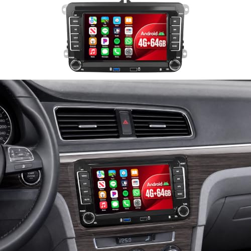 OiLiehu 4G+64G 8 núcleos Qualcomm Snapdragon Android 15 Autoradio para VW Golf Passat Seat Polo Jetta T5 Tiguan Caddy Carplay Android Auto 7 Pantalla Radio Bluetooth FM RDS GPS WiFi SWC DSP/EQ