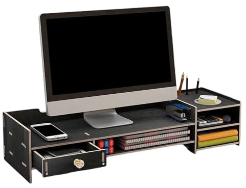 Monitor Holder - Desk Tray Monitor Holder Computer Desk Storage for PC Printer Laptop Office Accessories Home Organisation