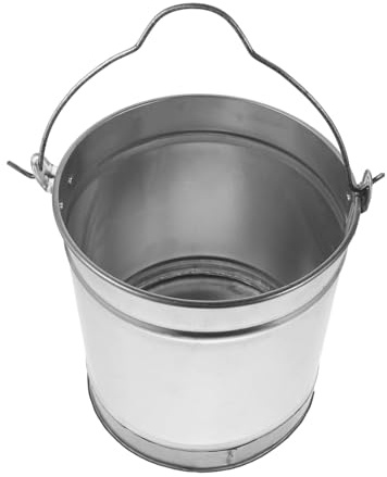 MOLUCKFU Heavy Duty Iron Round Bucket Wide Mouth Utility Pail for Water Storage Gardening Car Washing Mixing Vintage Metal Garden Bucket for Long-term Outdoor Use