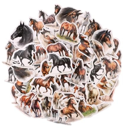 60pcs Horse Sticker, Waterproof Horse Riding Stickers for Kids Funny Animal Theme Decorations for Scrapbook Water Bottle Phone Laptop Envelope Journal Craft