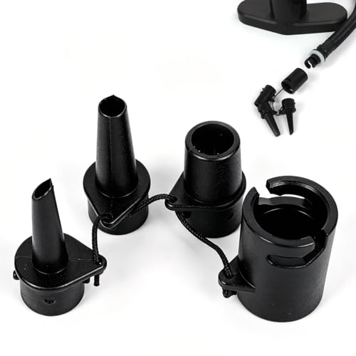 QEQSHQO Adattatore Pompa SUP Gonfiabile, Set 4 Pezzi Nero. Kit Universale Valvole per Kayak, Gommoni, Materassini, Accessori Pompe Aria.
