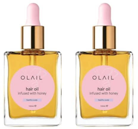 Olail Honey Hair Oil 100ml x 2 | Nourishing Hair Oil with Honey, Castor, Olive, Coconut, Sweet Almond & Tea Tree Oils | Hair Moisturising Oil for Dry, Dull & Frizzy Hair | 2 Pack