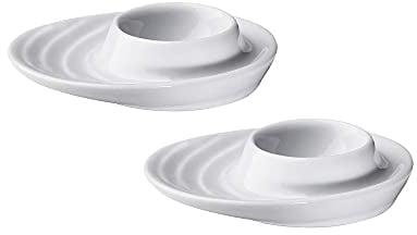 Küchenprofi Burgund - Eierbecher oval 2er-Set, Porzellan Set, Eierhalter mit Ablage, Eierbecher Weiß, Eier Schüsseln, Eier Teller, Auch für Snacks und Desserts, 10 × 9 cm