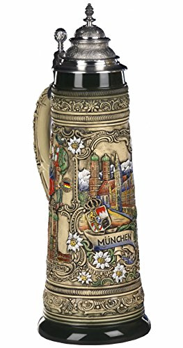King German Beer Stein Munich Bumper 2 Liter tankard, Beer Mug