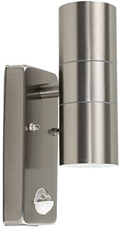 MiniSun | Modern Stainless Steel Up/Down Security Wall Light with PIR Motion Sensor | Outdoor Wall Lights, Home Décor & Improvement Essential