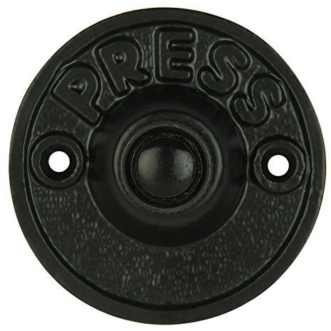 Wired Iron Circular Doorbell Chime Push Button in Black Powder Coat Finish Vintage Decorative Door Bell with Easy Installation