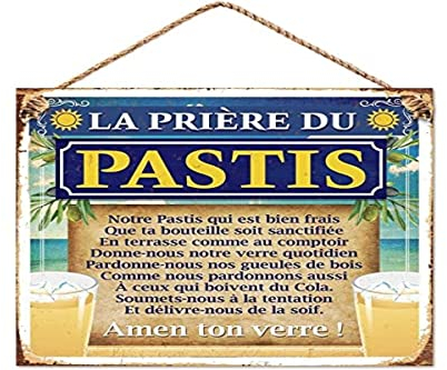 SLA Plaque Deco Metal 20x20 Cm la Prière du Pastis