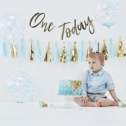 Ginger Ray Blue and Gold Boys Cake Smash First Birthday Party Kit - Blue- Pick & Mix