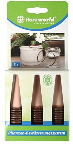 Floraworld Pflanzen-Bewässerungssystem 3er Set Comfort, Braun, 3 x 3 x 10 cm