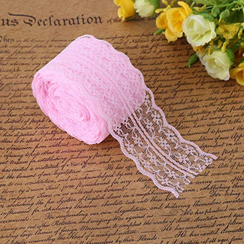 Akozon Spitzenband Roll10 m/Rolle 4,5 CM Breite Spitze Band DIY Dekorative Spitze für Hochzeit Geburtstag Weihnachten(Rosa)