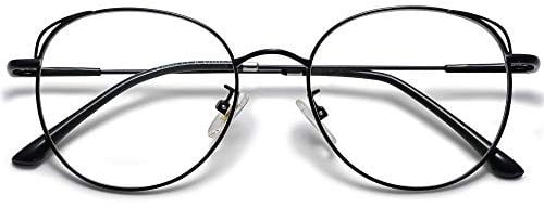 SOJOS Brille mit Blaulichtfilter Blockieren Blaue Licht von PC, TV und Handy Katzenauge ohne Sehstärke Computer-Brille SJ5027 She Young mit Schwarz Rahmen/Anti-Blaulicht Linse