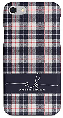 Tirita Personalised Initials Custom Hard Phone Case Compatible with iPhone 6 Plus & 6s Plus Black Red White Check