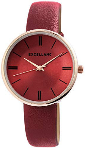 Excellanc Damen - Uhr Lederimitationsarmband Metall Analog Quarz 1900159