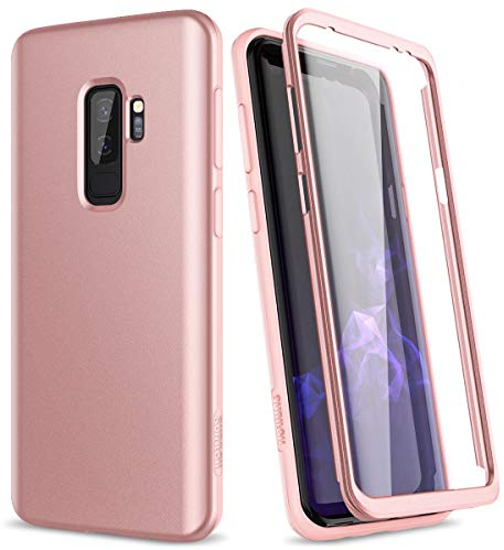 SURITCH Kompatibel mit Samsung Galaxy S9 Plus 360 Grad Hüllen mit Integriertem Displayschutz Silikon Komplettschutz Handyhülle Schutzhülle für Samsung Galaxy S9 Plus Rosegold