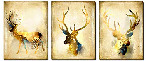 3 Stück Set Von Leinwand Wandkunst Nordic Abstrakte Künstlerische Hirsch Elch Leinwand Malerei Tier Kunstdruck Gemälde Poster Wandbild Für Wohnzimmer 40 * 60 Cm