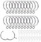 Curtain Rings and Hooks, 20pcs 32mm Internal Diameter Silver Metal & with Curtain Hooks, Loose Leaf Ring - Easy to Open/Close, Rail for Hanging Rings Curtains and Pole rail (Silver)