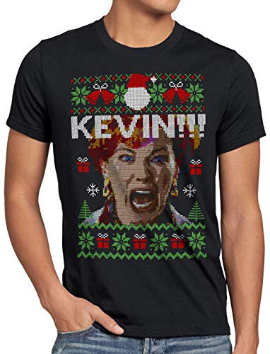 style3 Allein zu Haus Herren T-Shirt Kevin Xmas Weihnachten Weihnachtspullover Pulli Ugly Sweater Strick, Größe:XXL