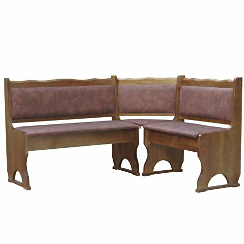k koma Polster Eckbank Kiefer Holz, Eiche Farbe mit Polsterung MASSIVHOLZ - NEU ÖKOLEDER BRAUN (120 x 160)