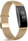 Amzpas Gewebearmband aus Edelstahl für Damen und Herren, kompatibel mit Armbändern für die Fitness-Tracker Fitbit Inspire HR, Fitbit Inspire, Fitbit Ace 2, in den Größen S und L (Größe S, 02 Roségold)